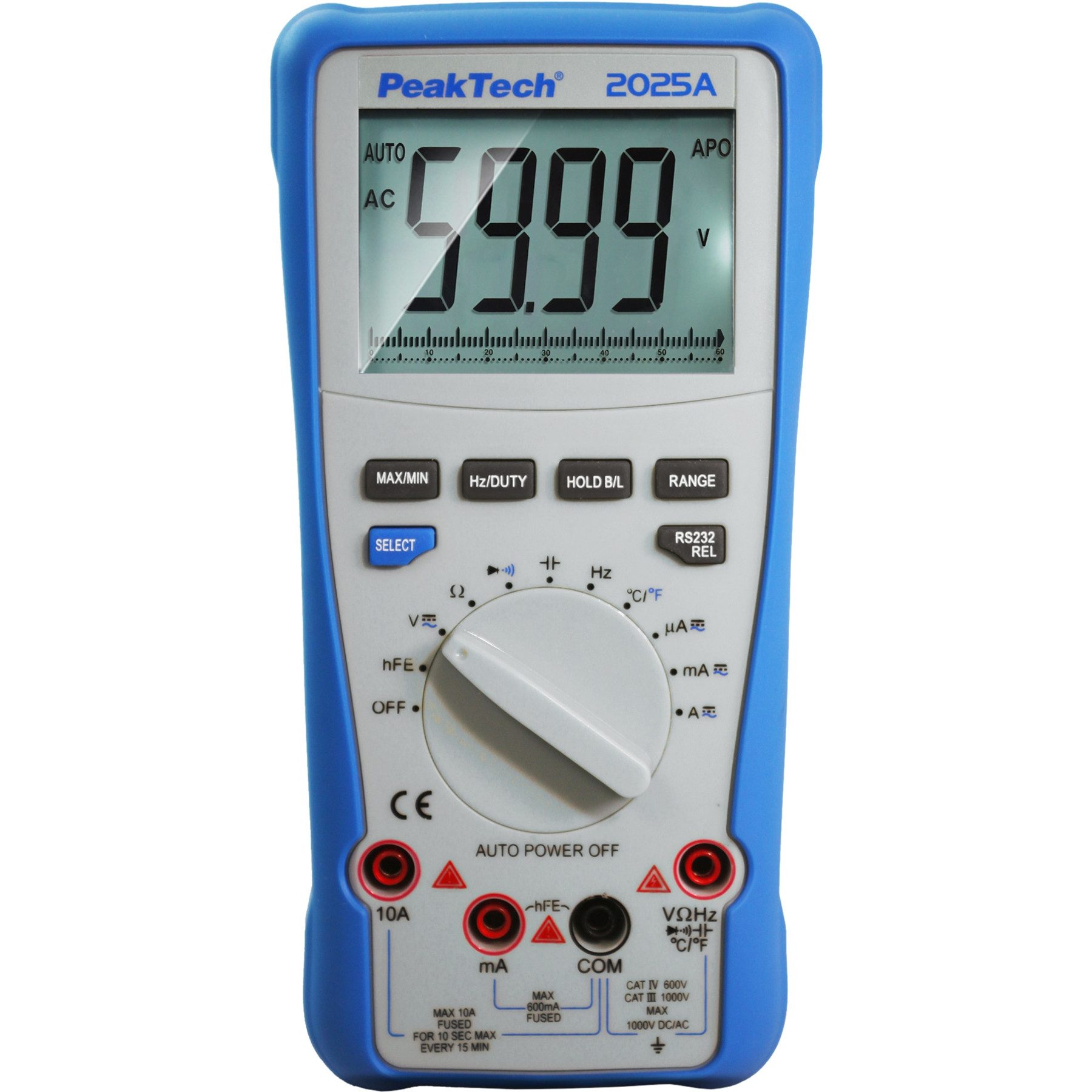 PeakTech Multimeter PEAKTECH True RMS Multimeter, P 2025 A, 1000 V AC/ DC, 10 A AC/ DC