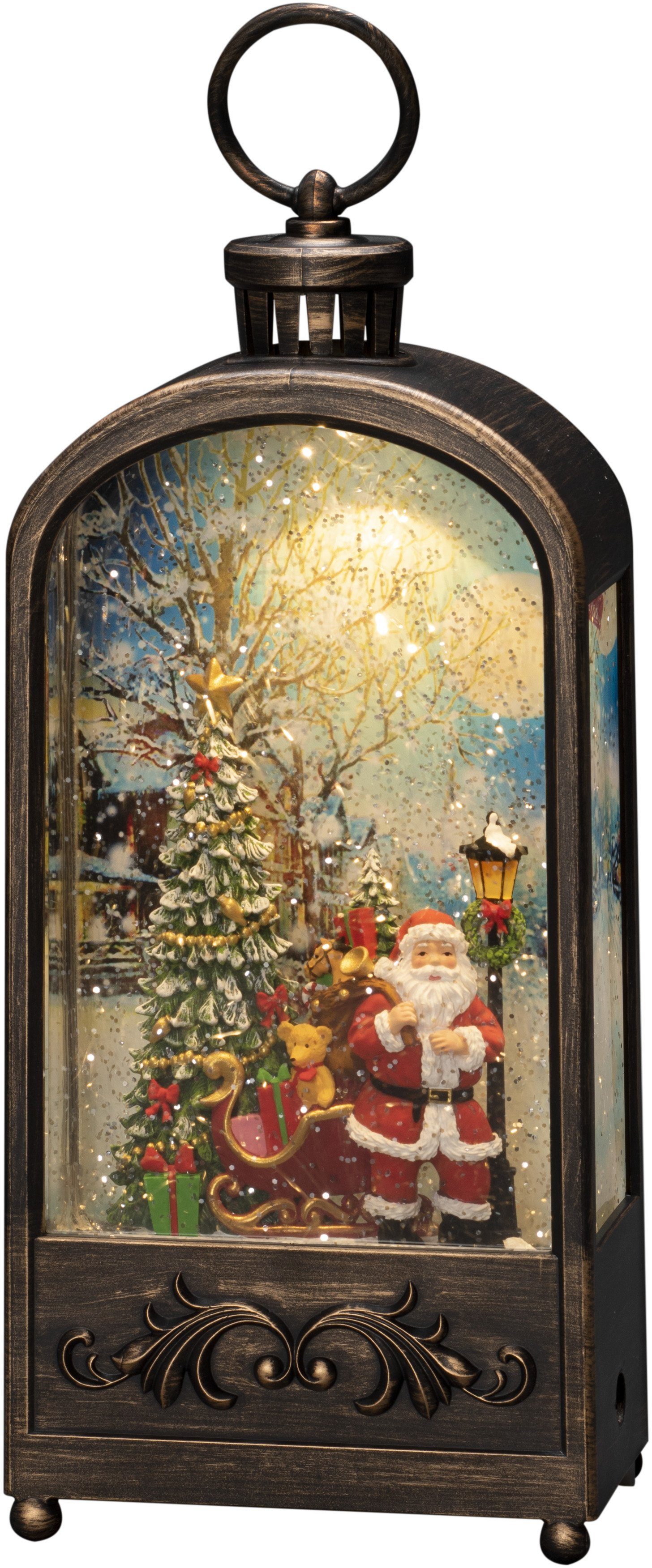 Laterne Baum, LED Warmweiß, Timer, LED warm integriert, 5h Wasserlaterne Santa und LED KONSTSMIDE weiße fest Diode 1 wassergefüllt,