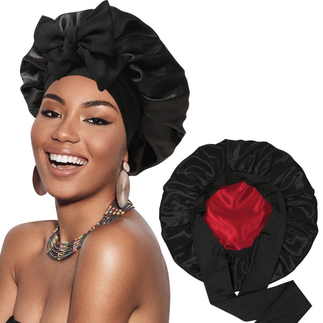Coonoor Duschhaube Seidenhaube zum Schlafen Satin Haarhaube Bonnet für Damen Mädchen