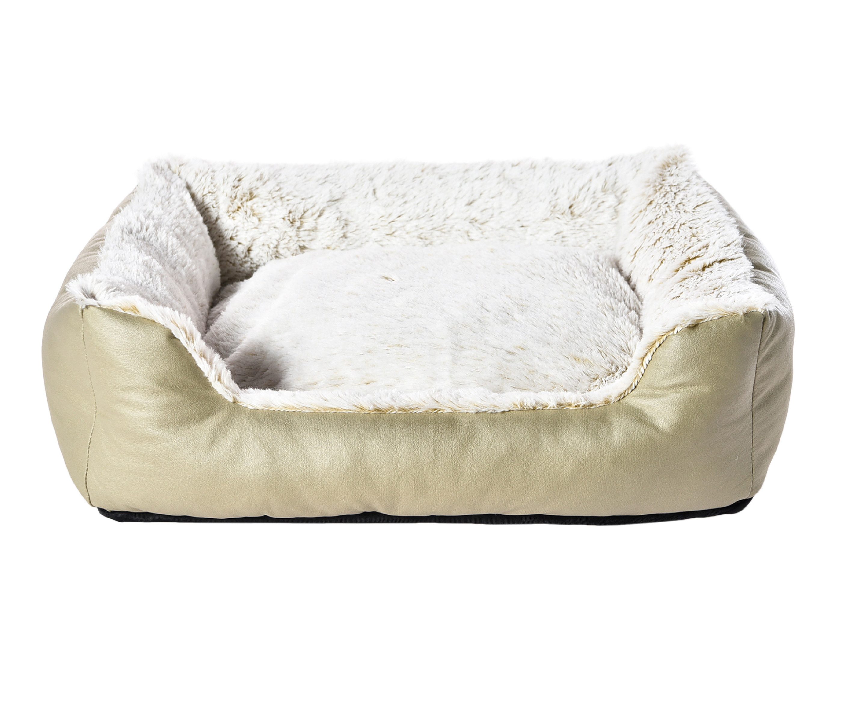Dehner Tierbett Kuschelbett Casim, Hundebett / Katzenbett, versch. Größen, beige/weiß, mit Anti-Rutsch-Boden, aus Polyester und Polypropylen