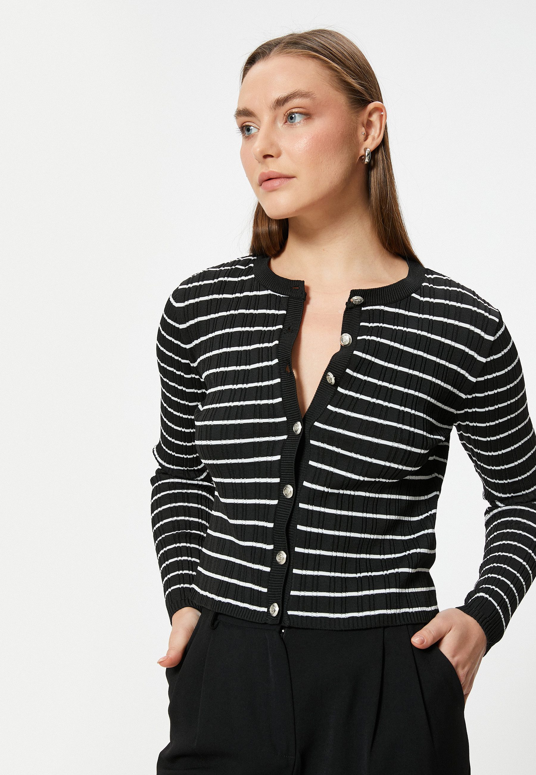 Koton Cardigan Rundhalsausschnitt Mit Knöpfen