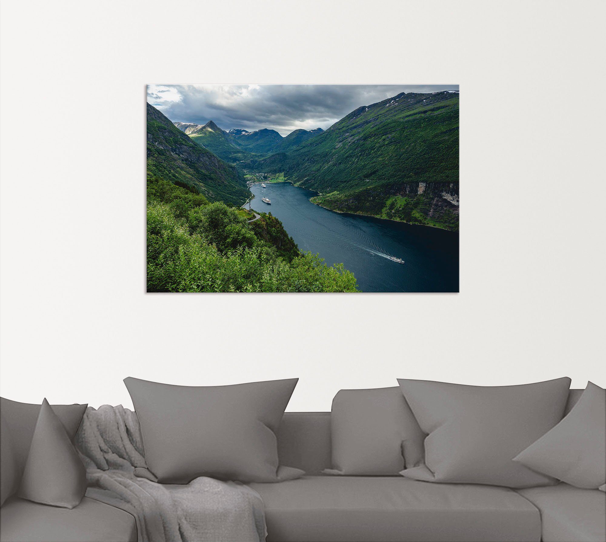 Artland Wandbild Blick auf den Geirangerfjord Norwegen, Küste (1 St), als Alubild, Leinwandbild in verschied. Größen