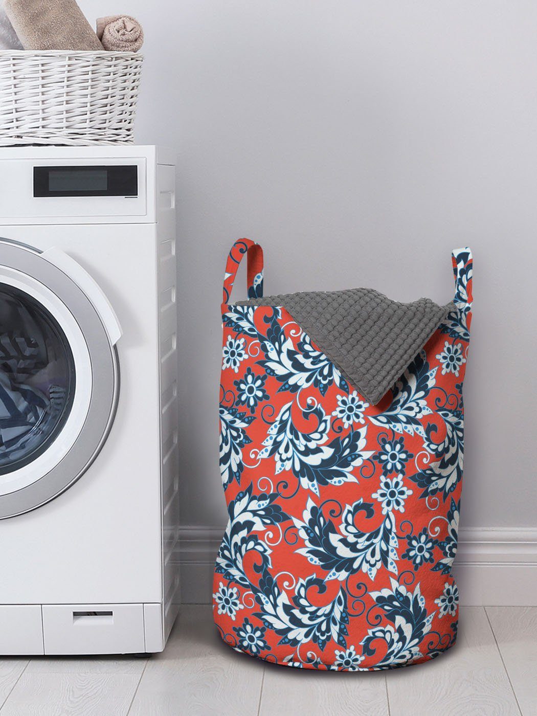 Kordelzugverschluss Wäschesäckchen Aufwändige Waschsalons, mit Jahrgang Abakuhaus Griffen für Blumen Wäschekorb