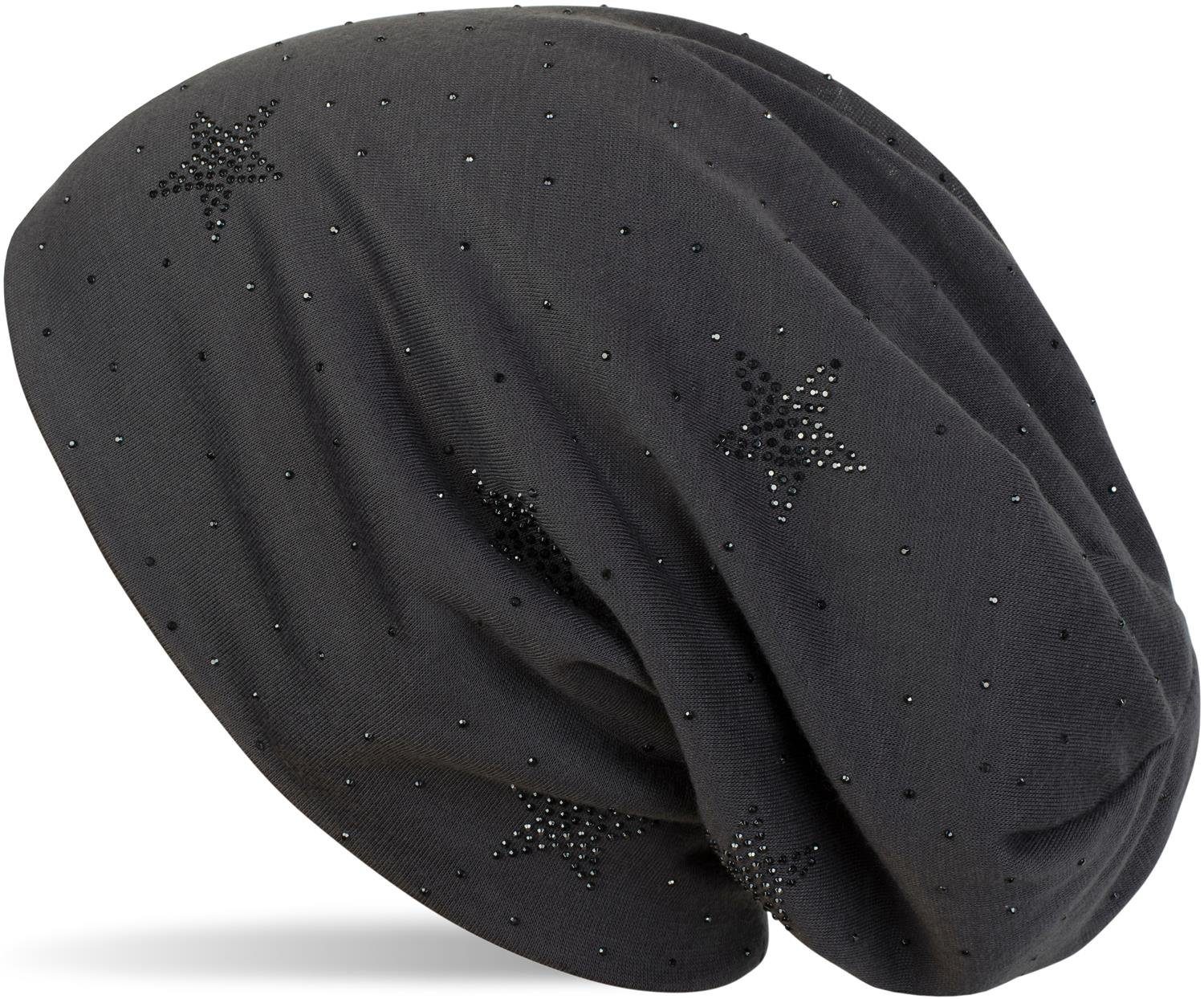 styleBREAKER Beanie mit Sterne (1-St) Strass Beanie Anthrazit