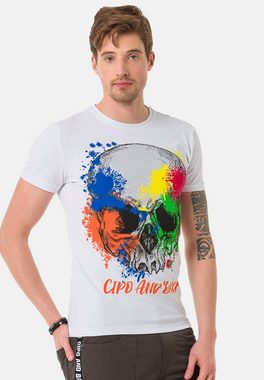 Cipo & Baxx T-Shirt mit farbenfrohem Totenkopf-Print
