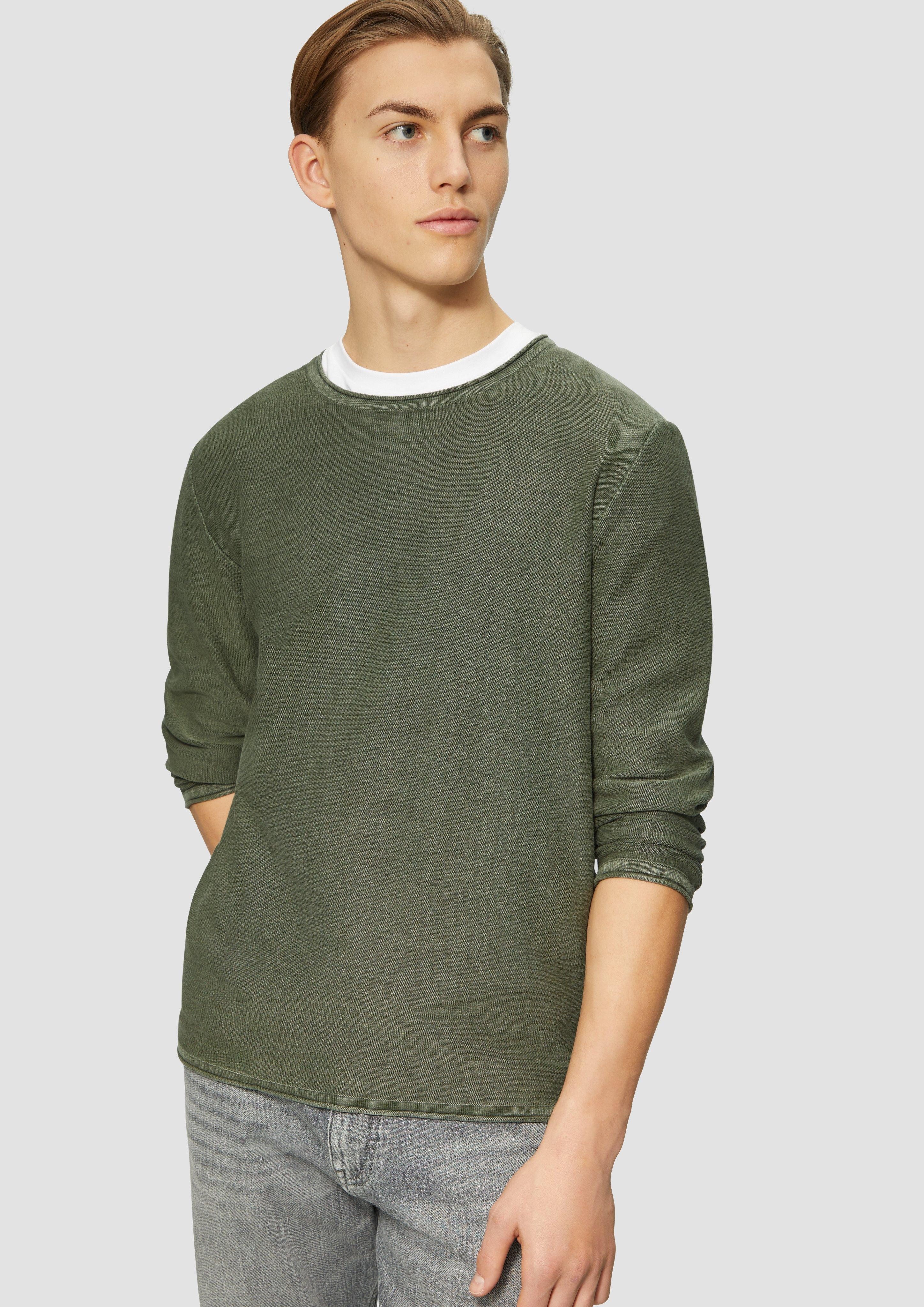 QS Strickpullover Gewaschener Strickpullover mit Rollkante günstig online kaufen
