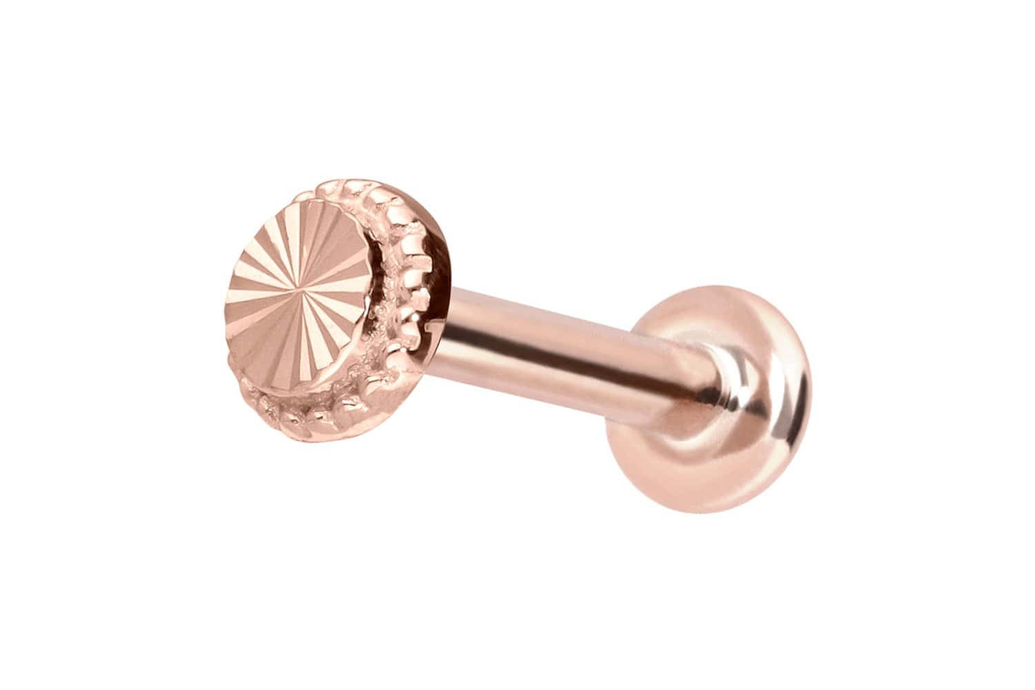 Piercing-Set 14 Karat Gold Labret mit Innengewinde DISC