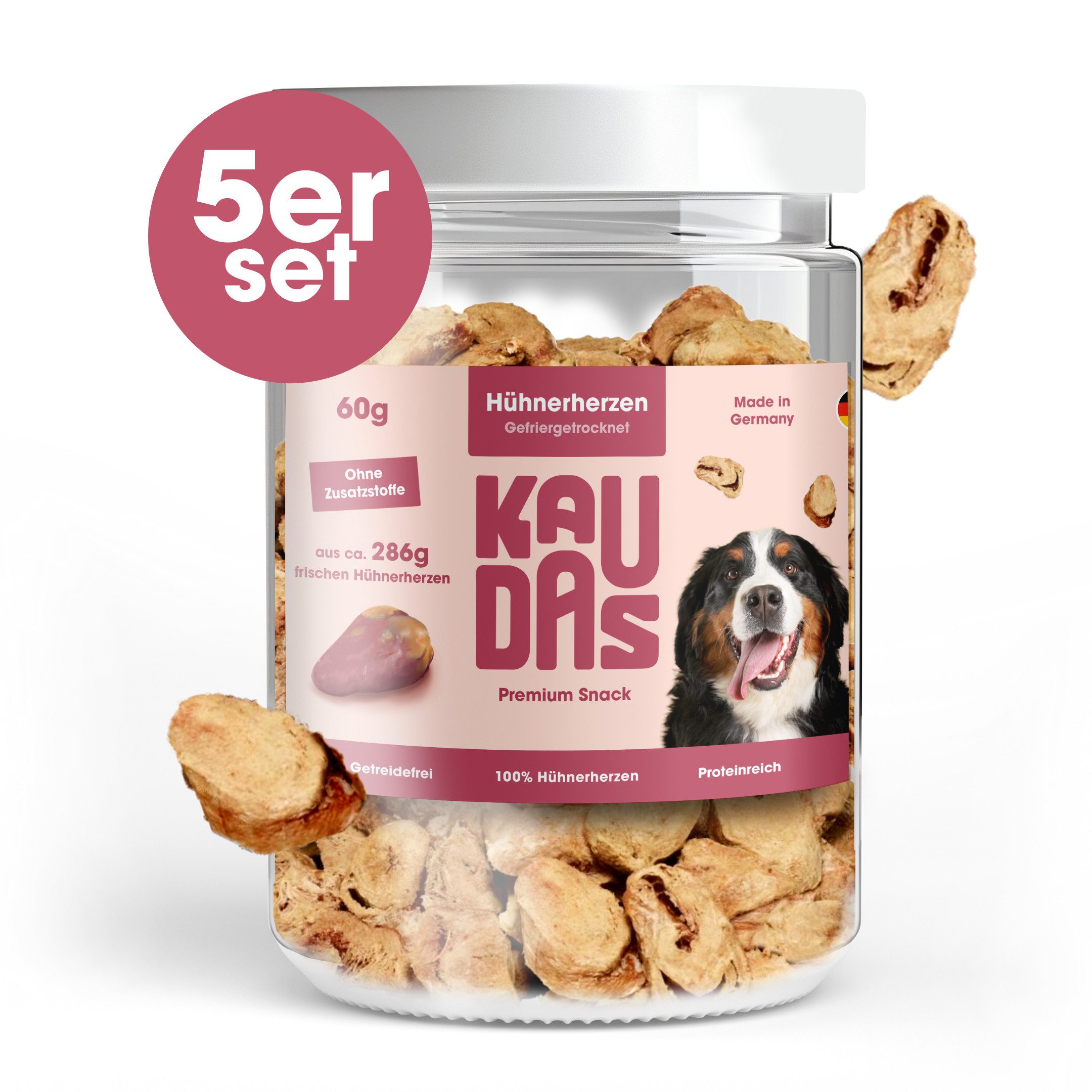 KAUDAS HühnerherzenPur 5 x 60g, HühnerherzenPur
