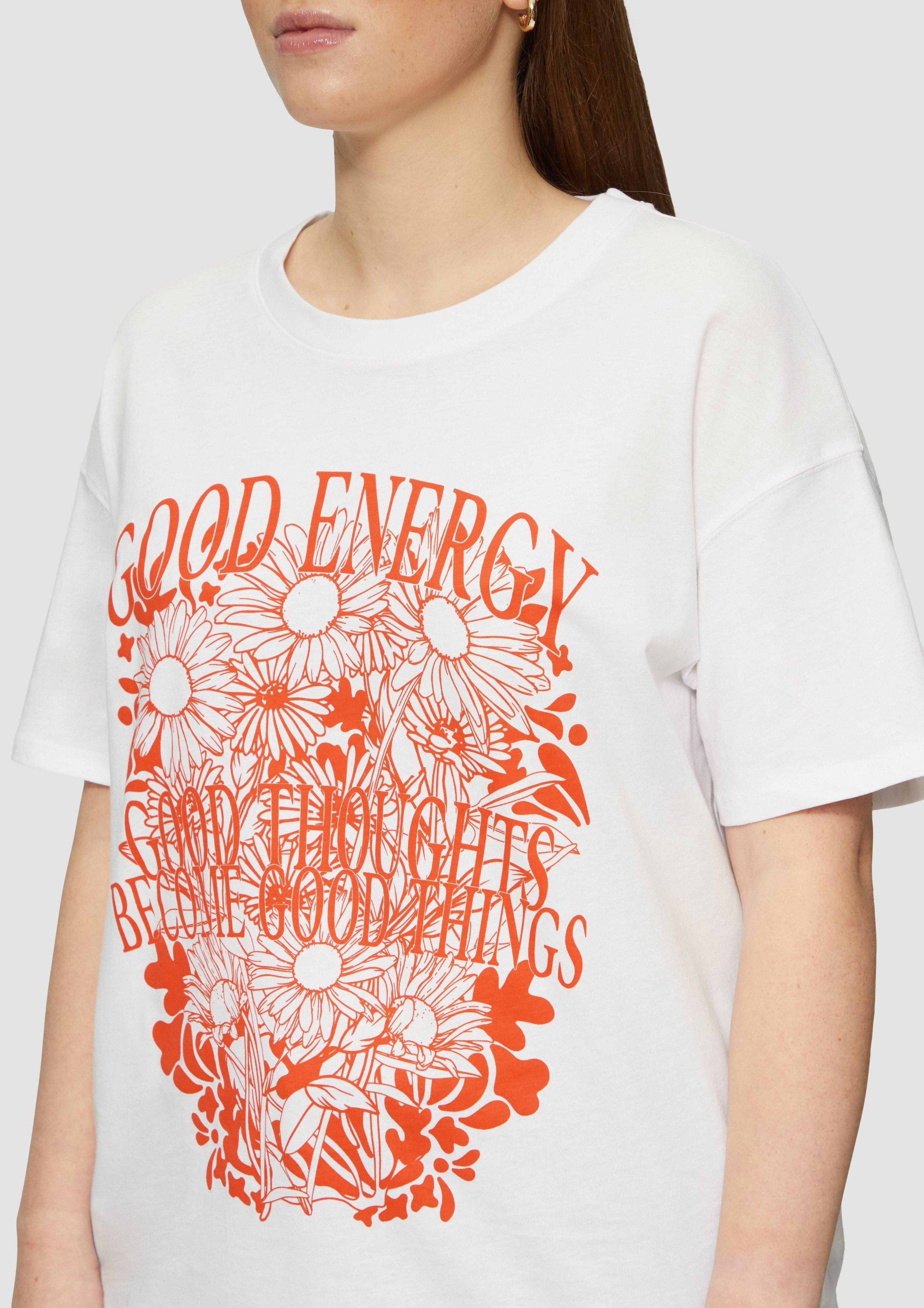 QS Kurzarmshirt Baumwollshirt mit Frontprint und günstig online kaufen