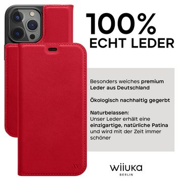 wiiuka Handyhülle Hülle für iPhone 15 Pro Klapphülle Leder Case Tasche Klapptasche, Klapphülle Handgefertigt - Deutsches Leder, Premium Case