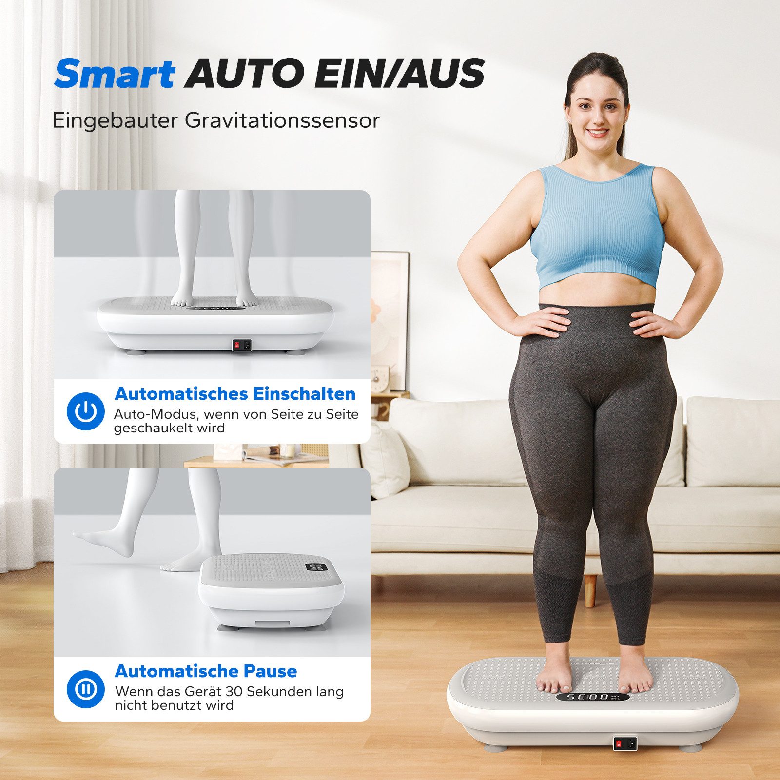 MERACH Vibrationsplatte Vibrationsplatte Trainingsgerät, Vibrationsplattform mit Bluetooth, 200 W, 10 Intensitätsstufen, für Ganzkörpertraining, Fettverbrennung, Muskelaufbau, bis 200 kg