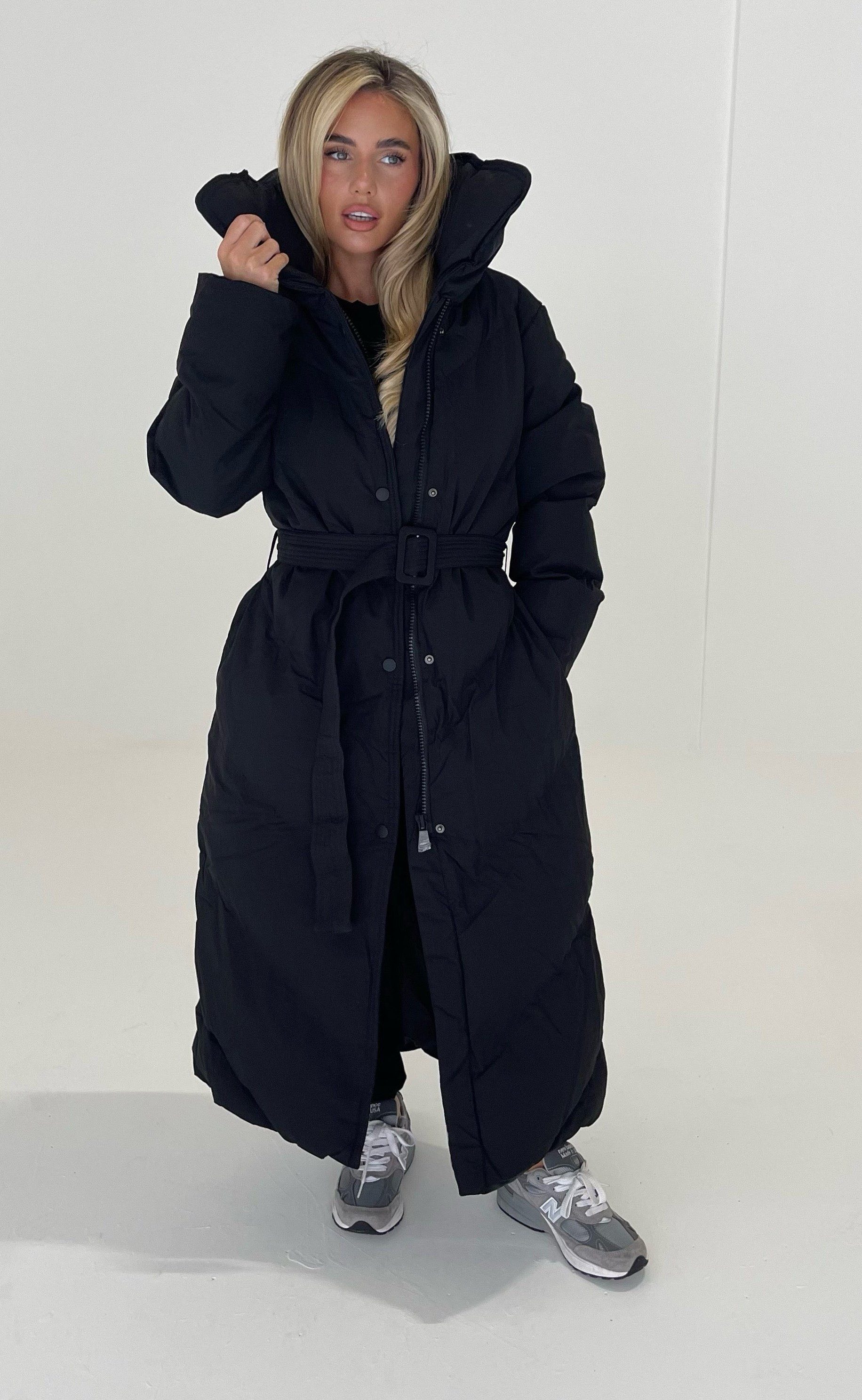 Copperose Winterjacke Winterjacke Oversize Winterparka Steppmantel Parka mit Gürtel mit Reißverschluss