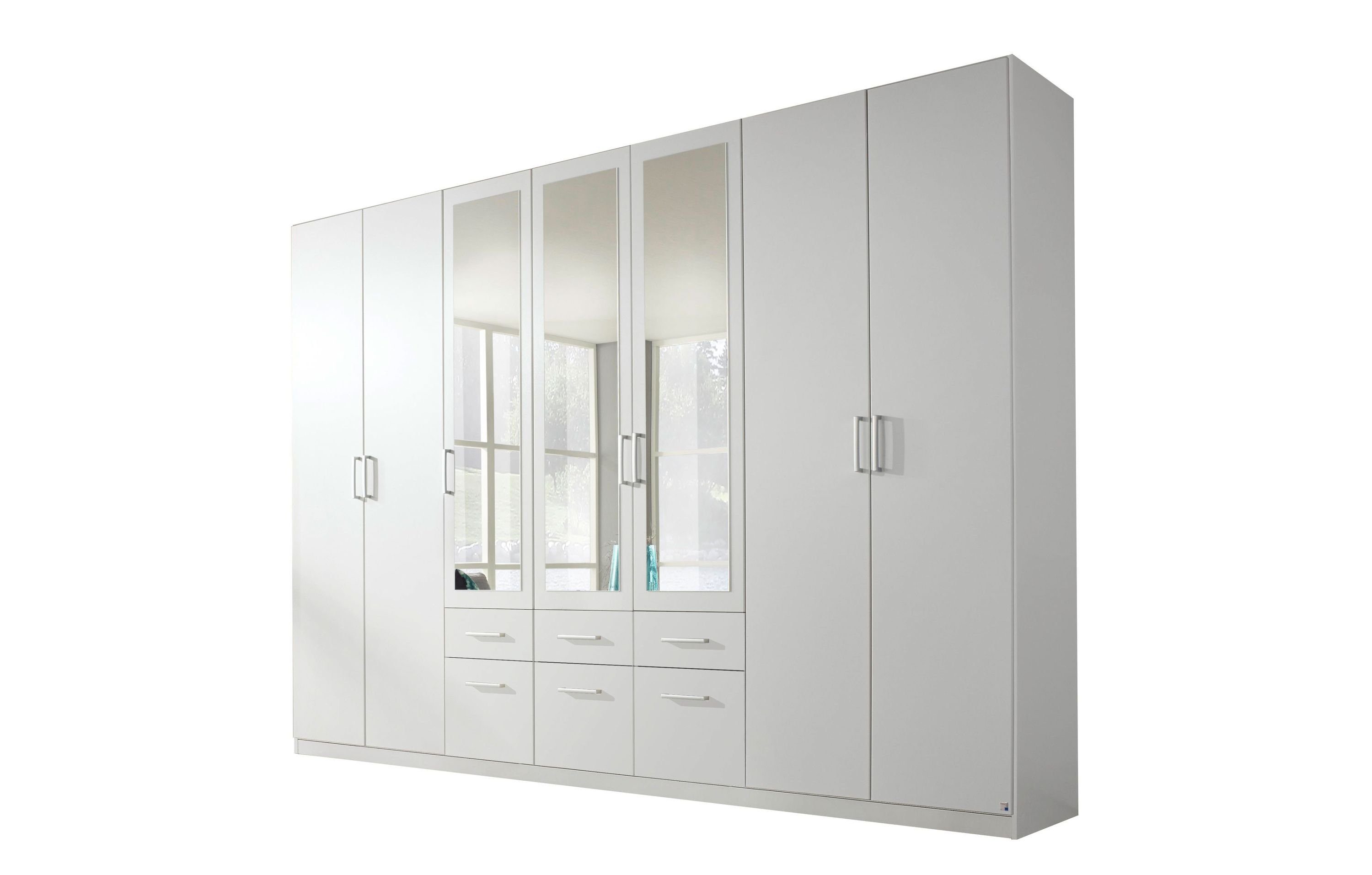 Kindermöbel 24 Spiegelschrank Flora weiß 7 Türen B 315 cm - H 229 cm