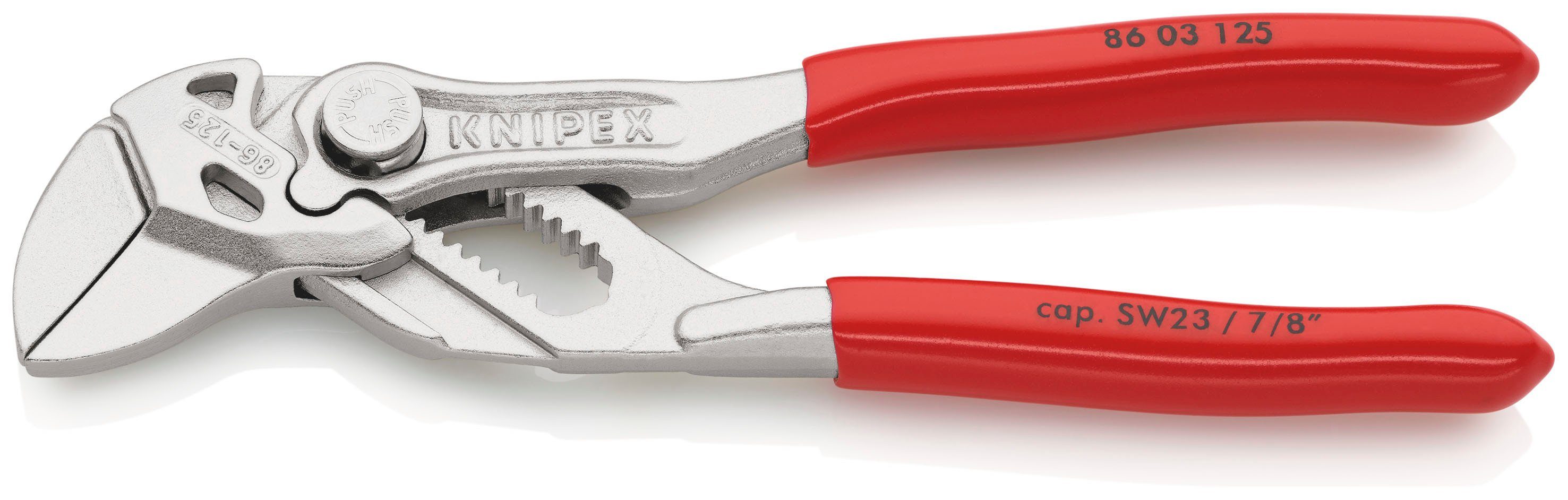 verchromt, Werkzeug, Knipex einem Mini, Zangenschlüssel 125 Zange mm 125 und in Kunststoff 1-tlg., 86 mit Schraubenschlüssel 03 überzogen