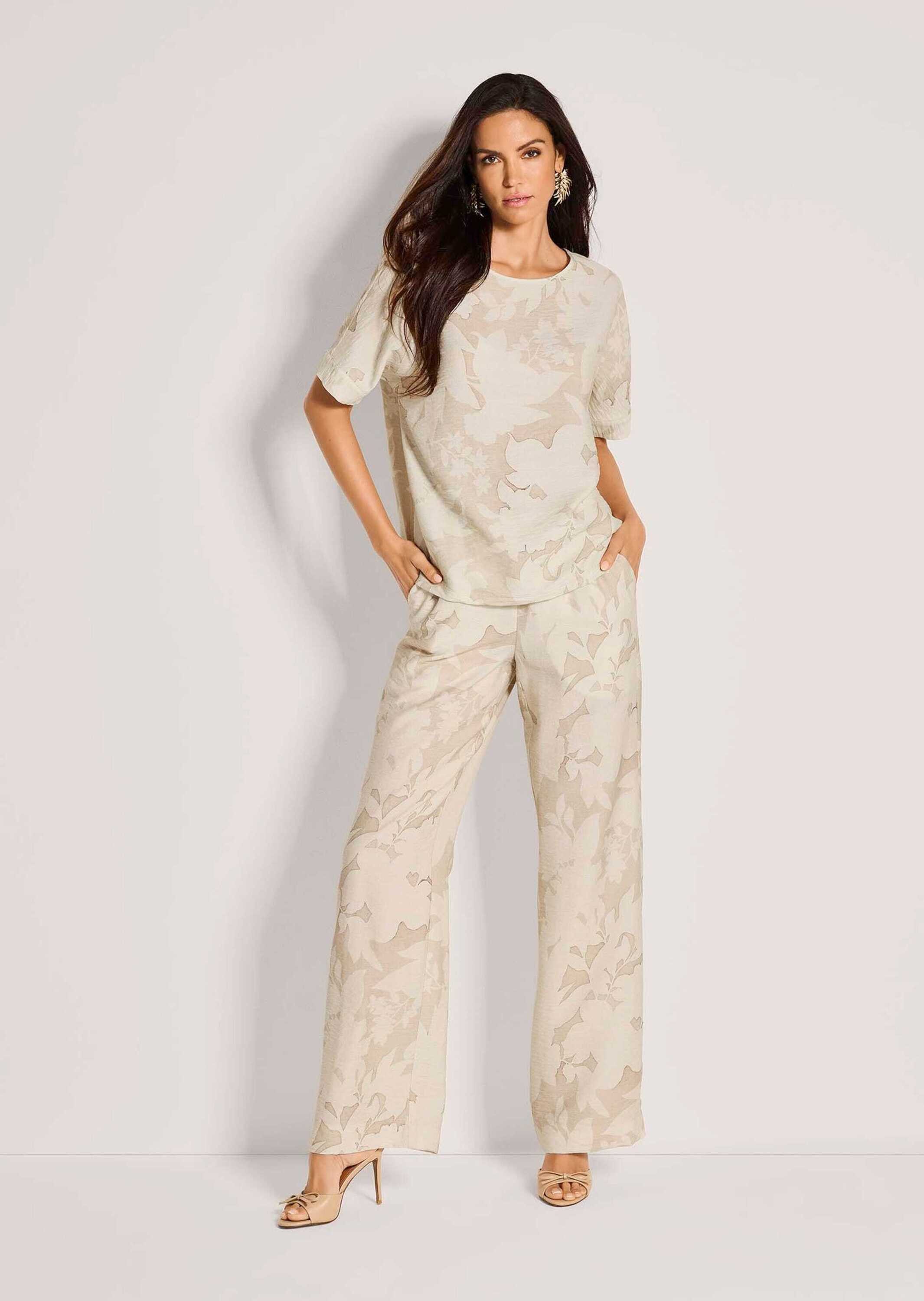 MADELEINE Kurzarmbluse Viskosebluse mit floralem Muster Druckbluse mit Rundhalsausschnitt und Kurzarm