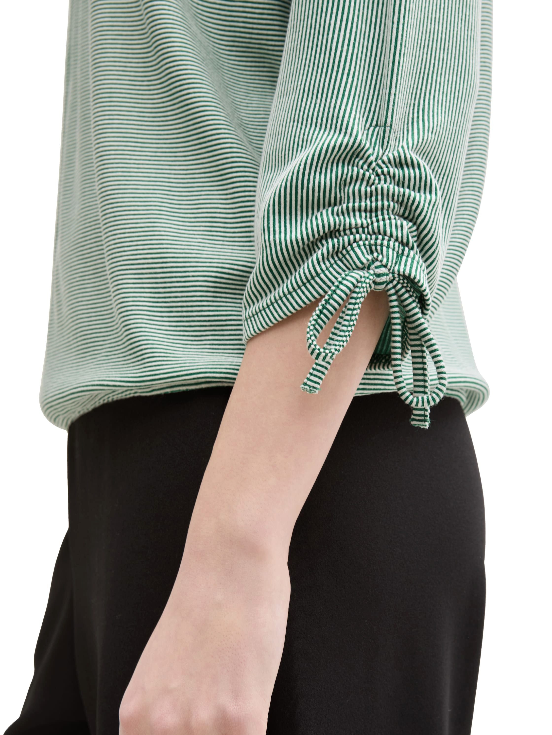 TOM TAILOR Denim 3/4-Arm-Shirt in feiner Rippoptik
