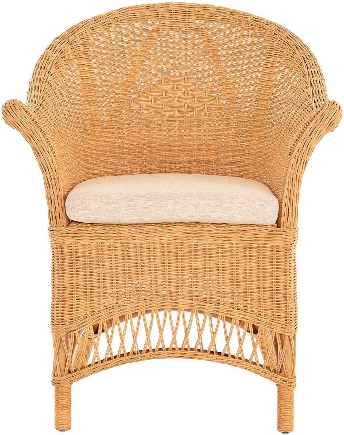 Krines Home Loungesessel 2er Set Extra breiter Rattansessel Landhaus