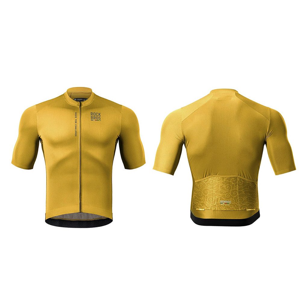 ROCKBROS Radtrikot Fahrradtrikot Radshirt Sporttrikot (Spar-Set, 1-tlg., 56 cm lang atmungsaktiv) atmungsaktiv, 3 Rückentaschen, reflektierend, YKK-Zip