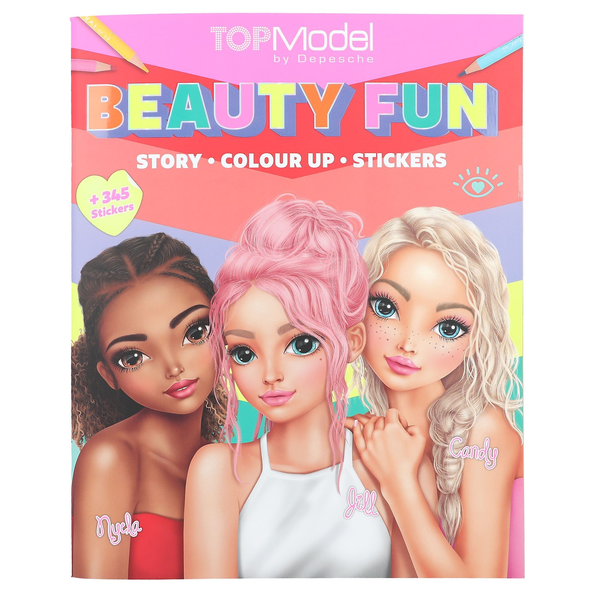Depesche Skizzenbuch TOPModel Beauty Fun Malbuch mit 36 Seiten und Aufklebern, Gestalten von Model-Motiven, inkl. 3 Doppelseiten Aufkleber