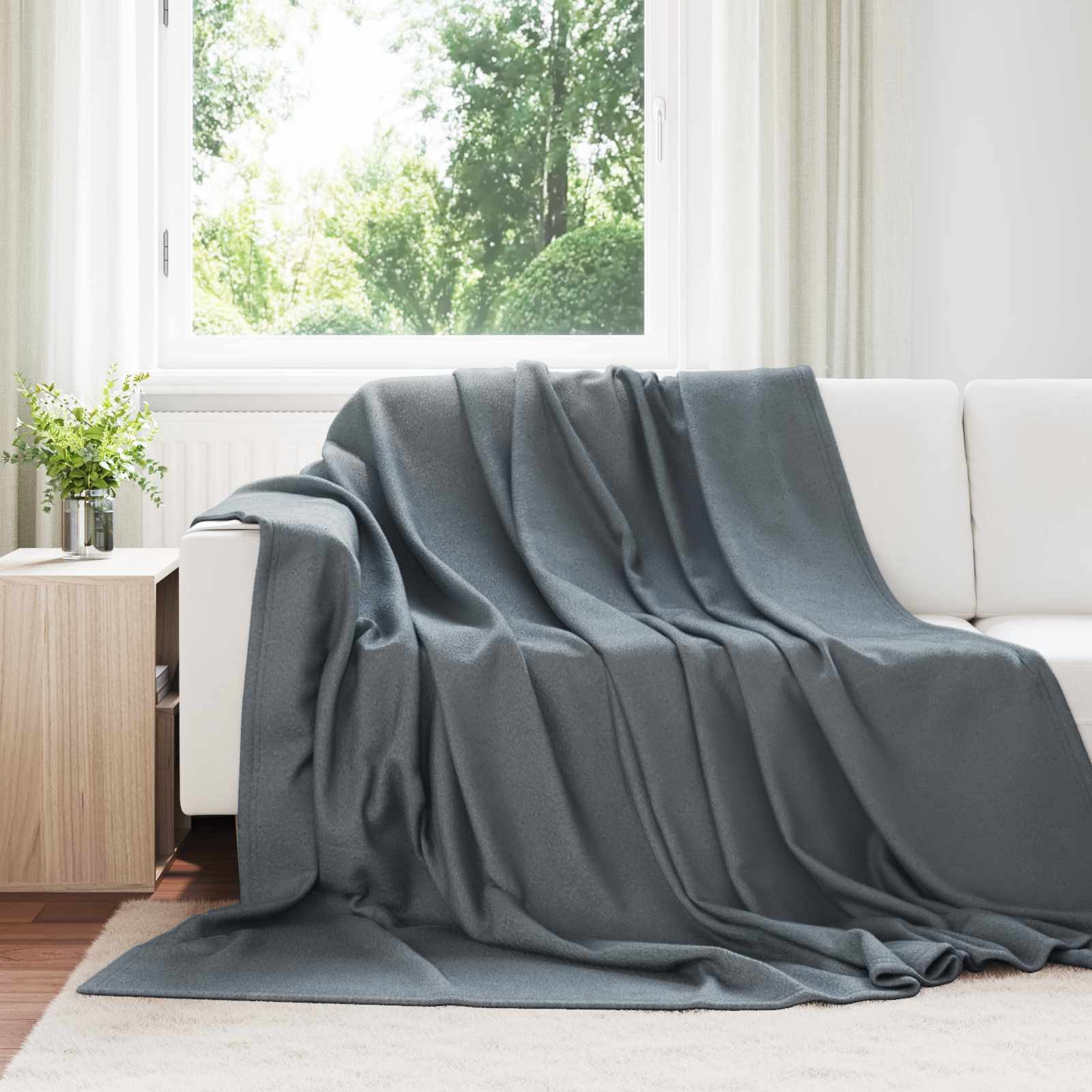 vidaXL Bettüberwurf Überwurfdecke Dunkelgrau 240 x 220 cm Fleece