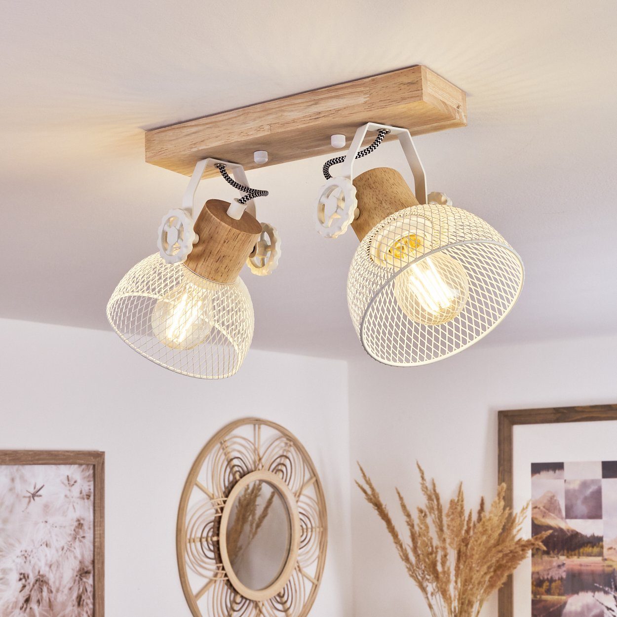 hofstein Deckenleuchte »Cotes« Deckenlampe aus Holz/Metall, günstig online kaufen