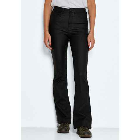 Noisy may Lederimitathose NMSALLIE HW FLARE COATED PANTS NOOS