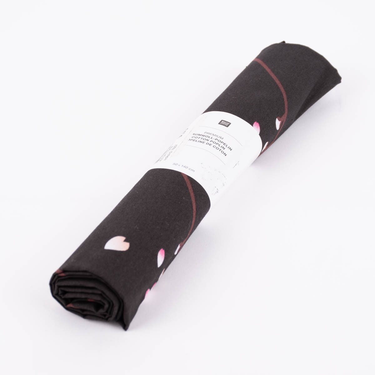 Rico Design Stoff Rico Design Baumwollstoff Kirschblütenzweige schwarz weiß 50x140cm