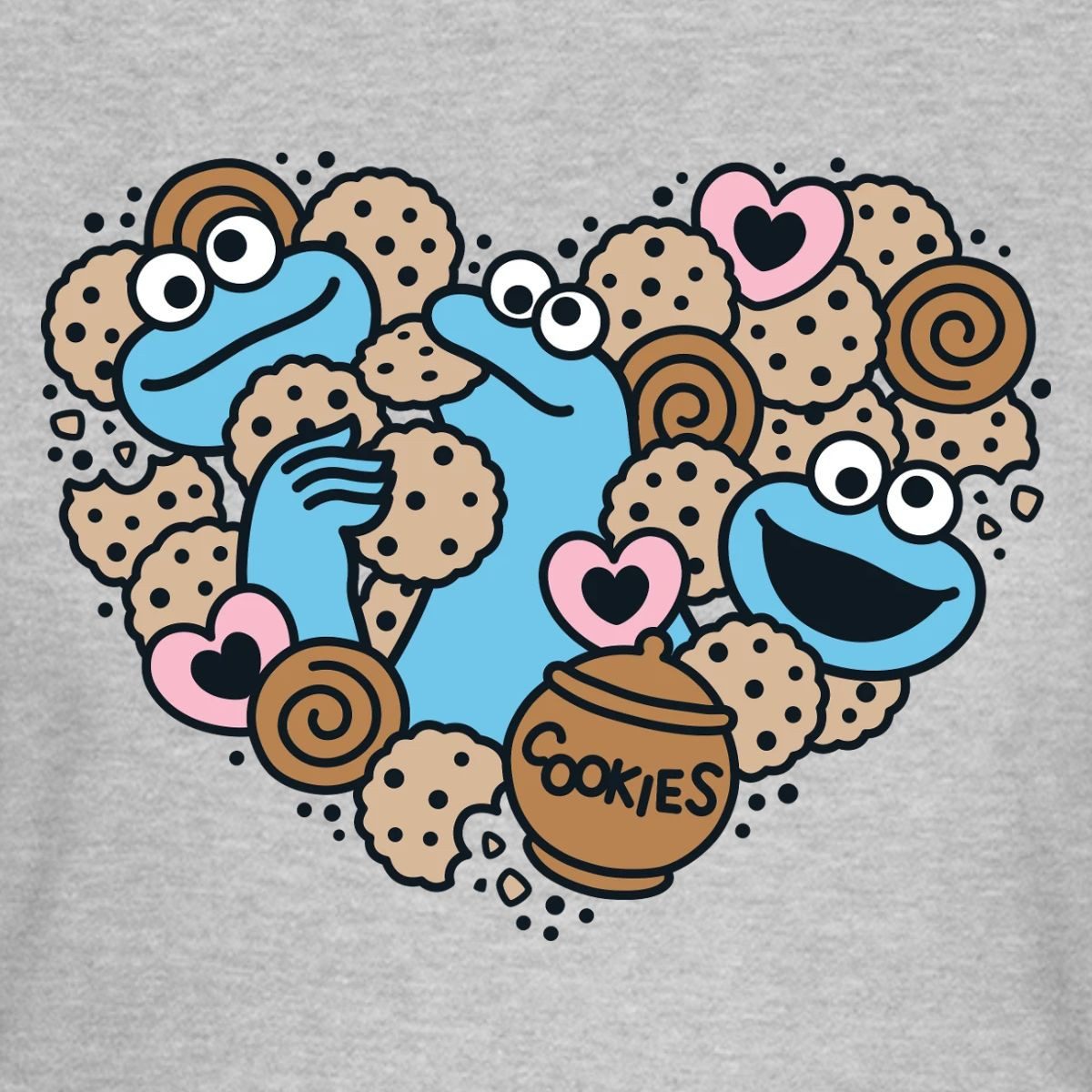 Spreadshirt T-Shirt Sesamstraße Herz Mit Krümelmonster Frauen T-Shirt (1-tlg) Slim Fit, fällt klein aus