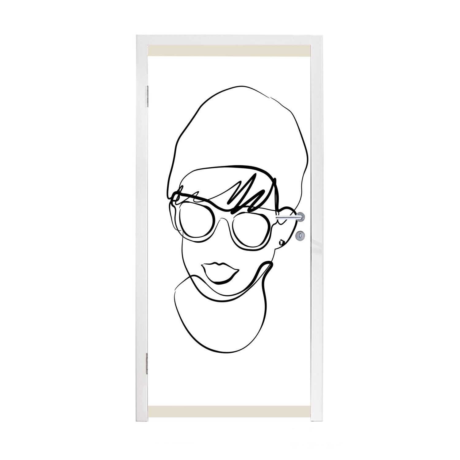 MuchoWow Türtapete Frauen - Minimalismus - Linienkunst, Matt, bedruckt, (1 St), Fototapete für Tür, Türaufkleber, 75x205 cm | Türtapeten
