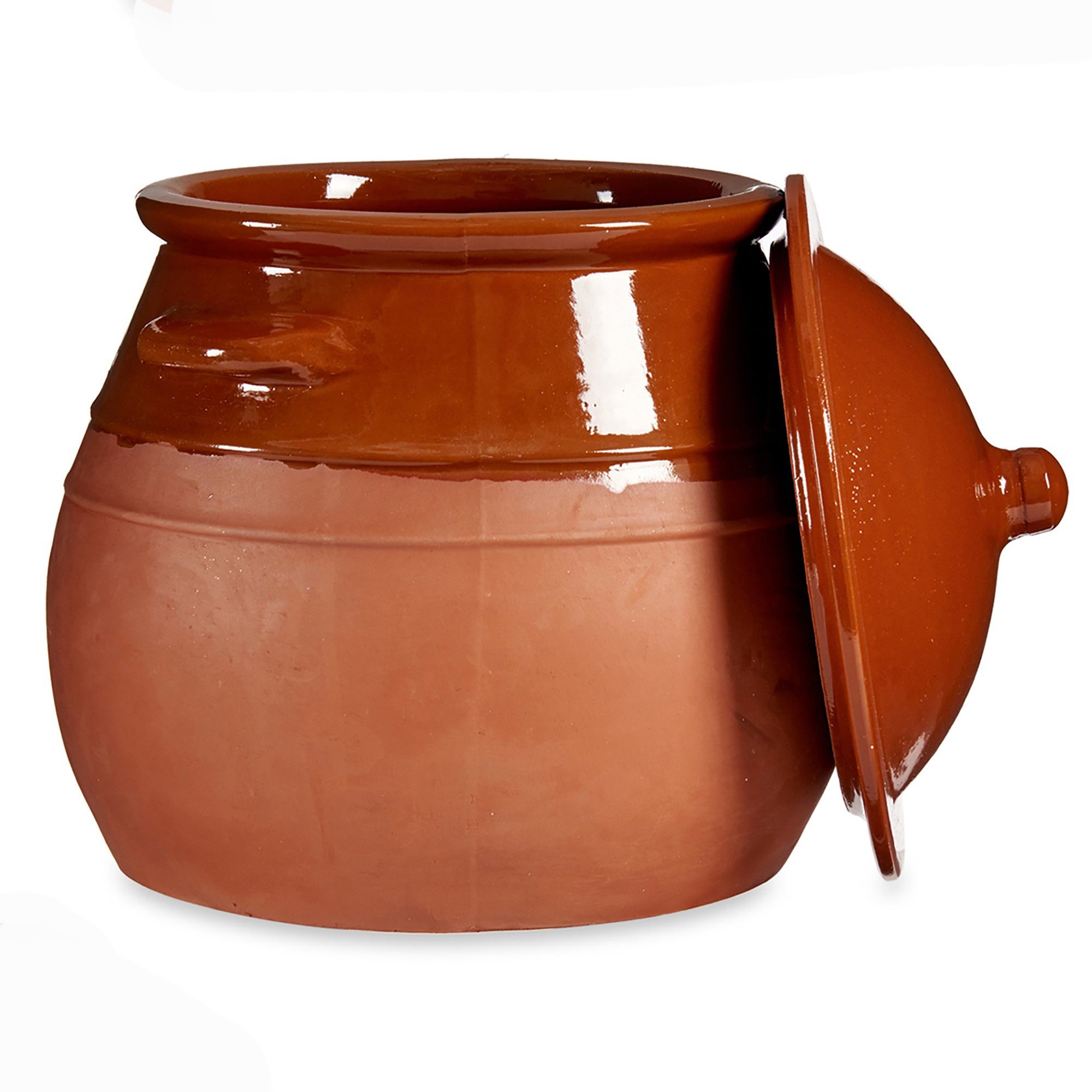 Annastore Dampfgartopf Tontopf mit Deckel- Stewpot Eintopf - Schmortopf - Tongeschirr, Topf aus Ton mit Deckel teilglasiert – Bild 2 von 5
