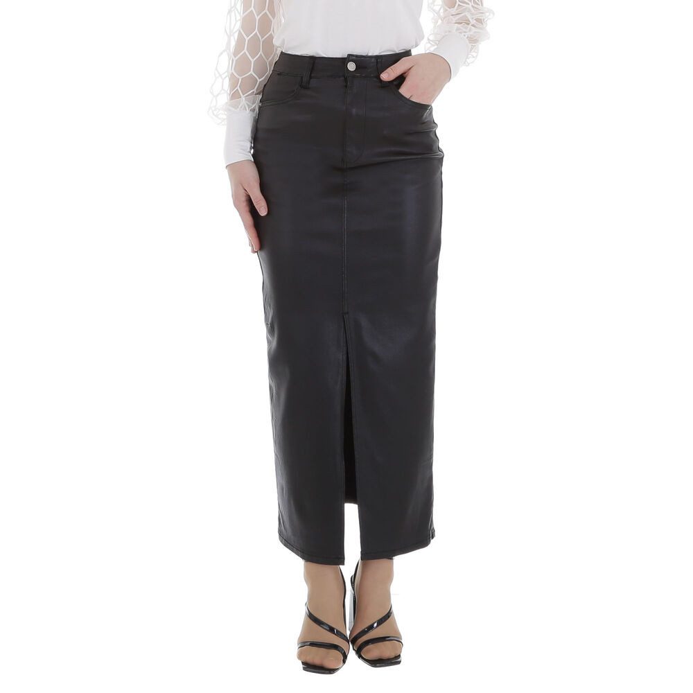Ital-Design Maxirock Damen Elegant (86358993) Glänzend Maxirock in Schwarz