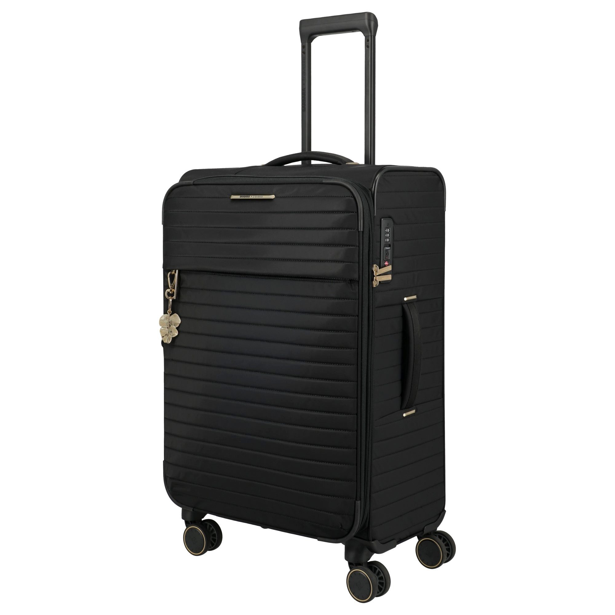 travelite Koffer BARBARA Stepp - 4-Rollen-Trolley M 68 cm erw. (schwarz, 68 cm), 4 Rollen