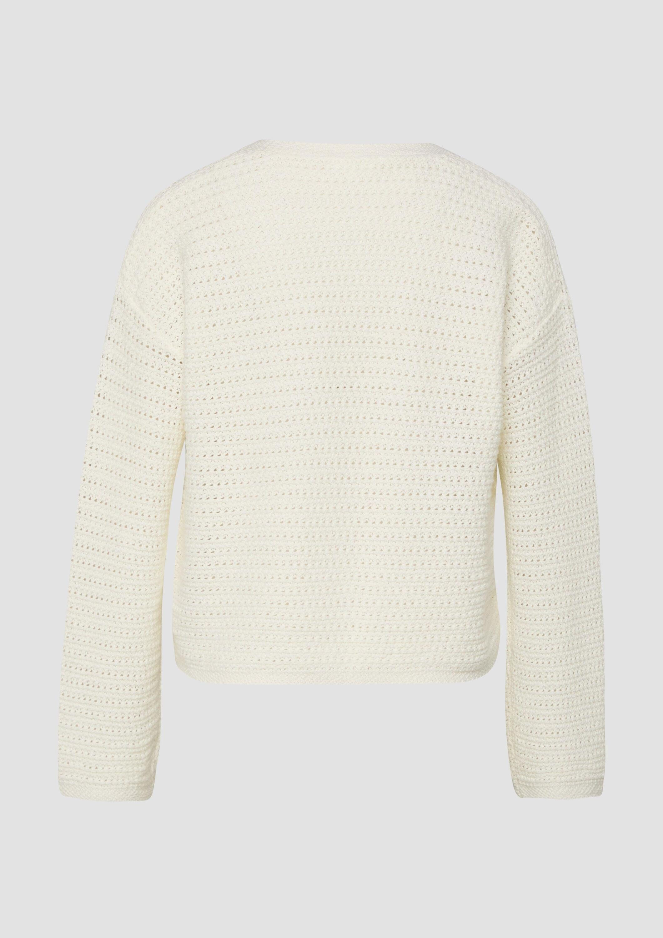 s.Oliver Cardigan Strickjacke Cardigan aus Ajourstrick im Relaxed Fit