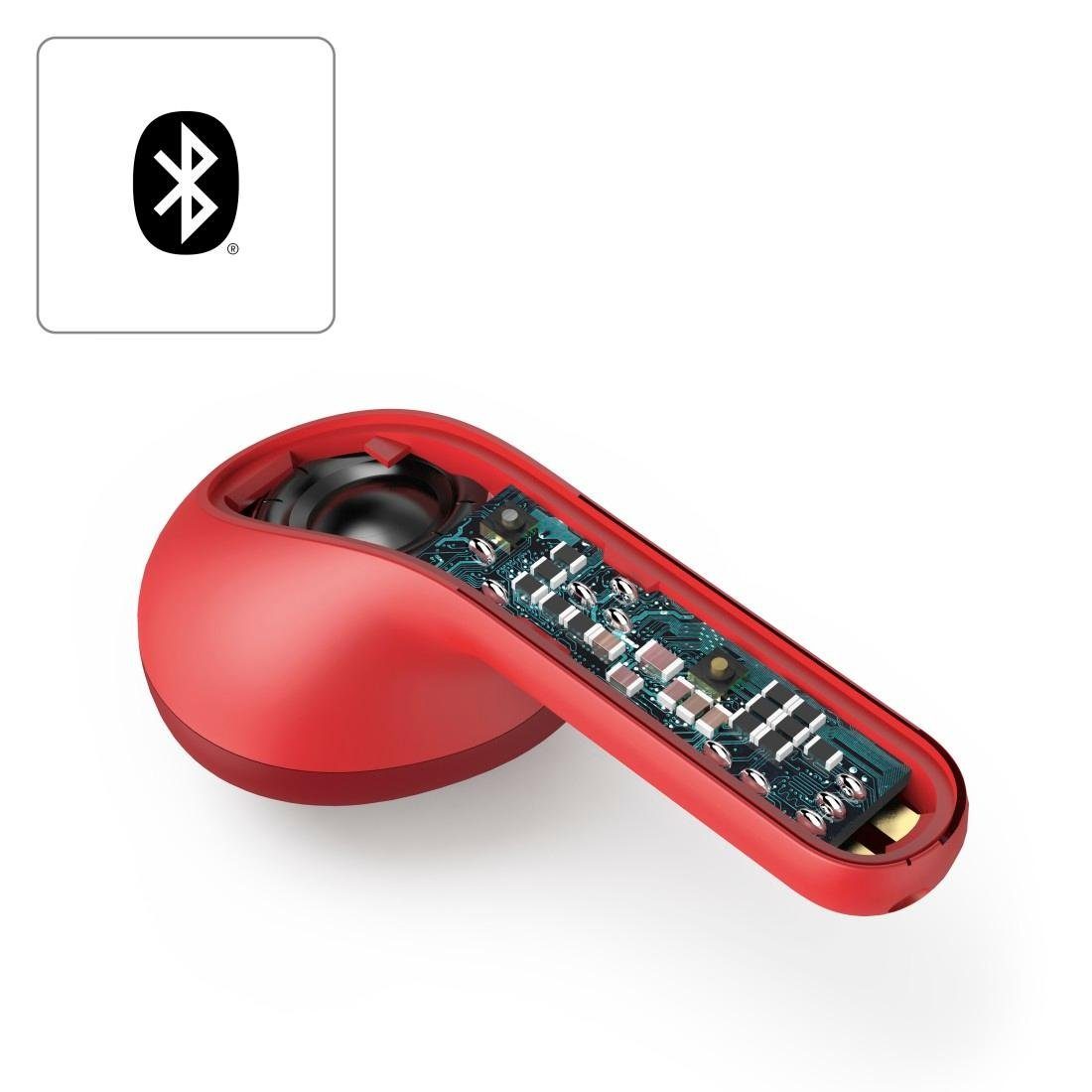 Hama Bluetooth® Kopfhörer True Wireless, Berührungssteuerung, Siri (Freisprechfunktion, Assistant, Google HSP, Bluetooth, A2DP Autopairing, Assistant, Mikrofon) SPP, Bluetooth-Kopfhörer HFP, Google Apple PBAP, Sprachsteuerung, rot Earbuds, Bluetooth, integriertes AVRCP Siri