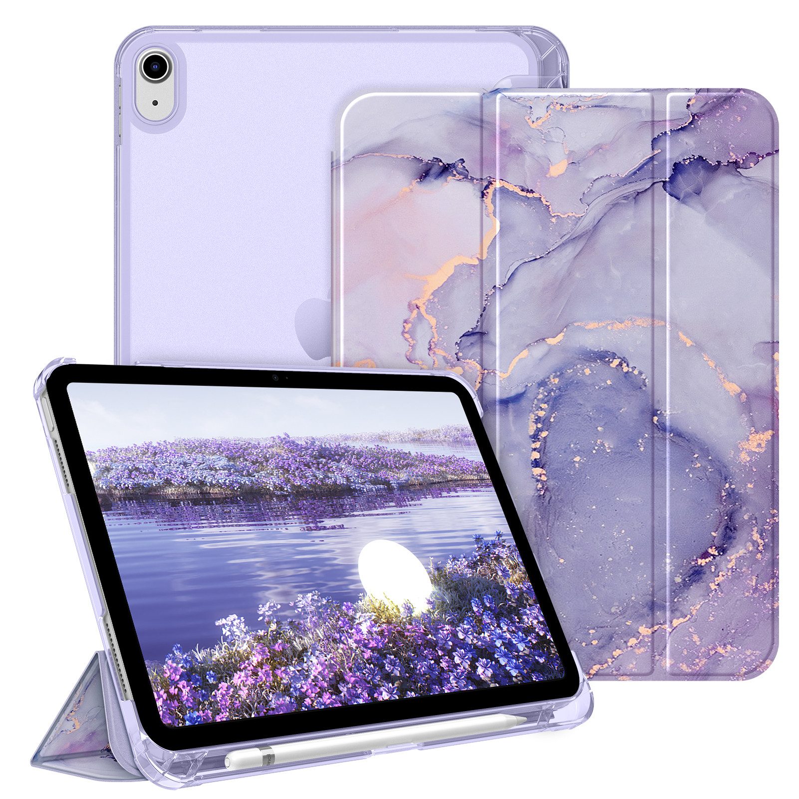 Fintie Tablet-Hülle für iPad 11 Generation 11‘’ 2025 (A16), iPad 10 Generation 10.9'' 2022, ultradünn, mit Stifthalter, transparenter Rückseite, Auto Schlaf/Wach