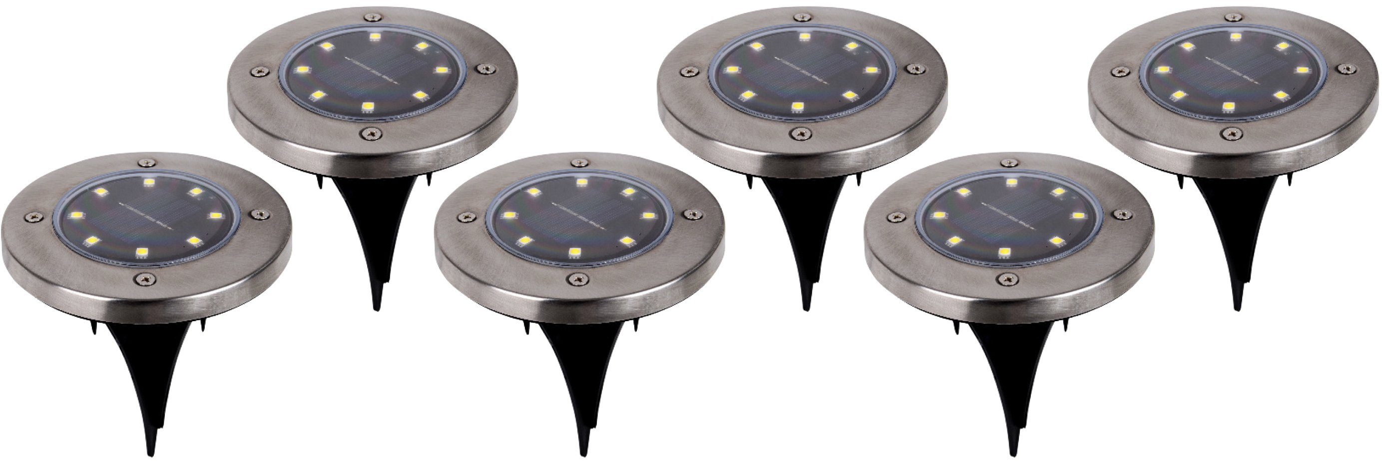 näve LED Solarleuchte Kian - Solar-Erdspieß Wegeleuchte Gartenlampe, LED fest integriert, Warmweiß, Solar-Boden-Erdspieß, Set, Solar-Lampe, Bodenleuchte, Gartenstrahler