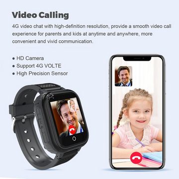 Kesasohe Einfache und sichere Telefonie über die Uhr Smartwatch (4G), GPSUhr für Kinder mit HD-Anruf Video SOS Chat Telefon IP68 Spiele Foto