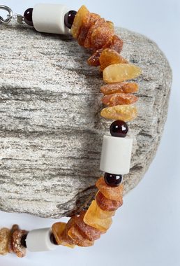 Wandtattoodesign Hunde-Halsband Bernsteinkette mit Almandin Granat Rot und EM Keramik Gratis Aufkleber