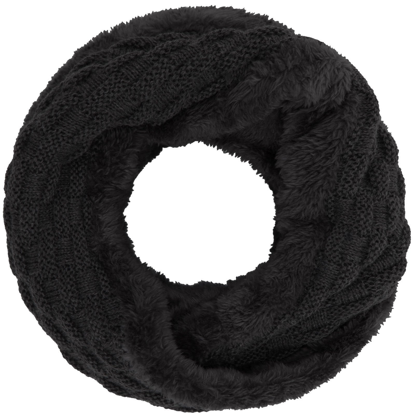 compagno Loop, (1-St), Winterschal Damen Loop gefüttert Winter Schal Loopschal Strickschal schwarz