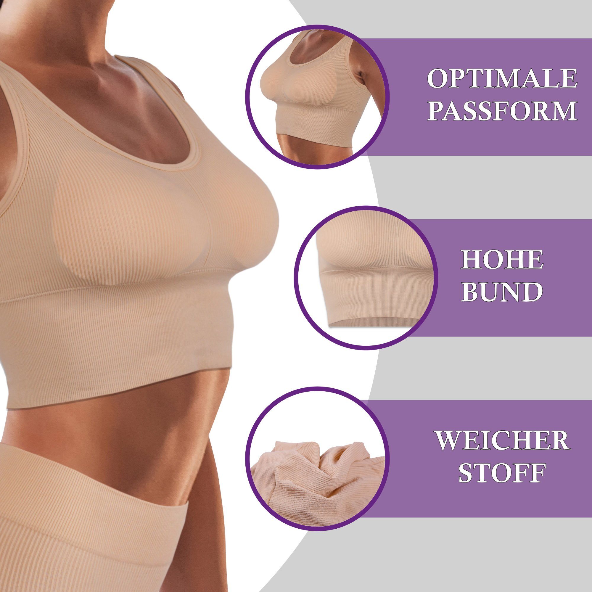 hemmy Fashion Push-up-BH Komfort BH - mit breiten Unterbrustband Damen Basic Wohlfühl BH "mit Push-Up" Sport Bralette - ohne Bügel