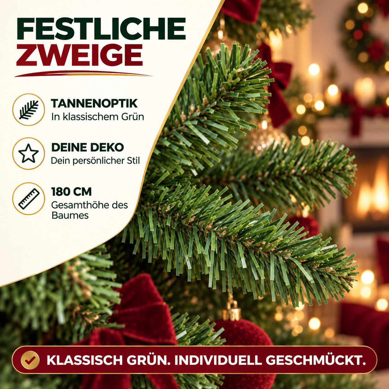 TK Gruppe Künstlicher Weihnachtsbaum Künstlicher Weihnachtsbaum, grün, 180 cm, Classic oder Premium – Bild 5 von 5