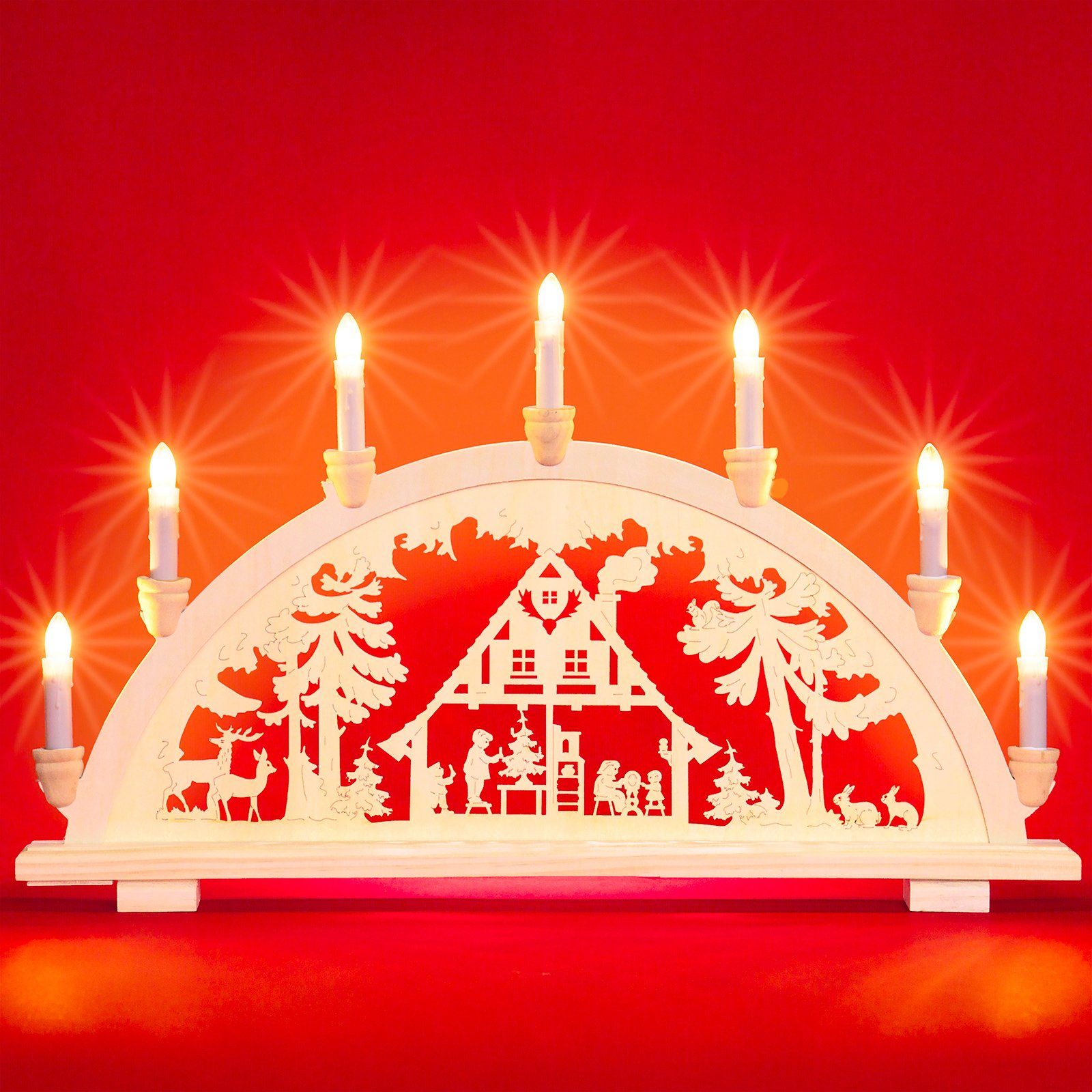 SIKORA Schwibbogen LB57-7 Lichterbogen Motiv Waldhaus mit 7 elektrischen Ke günstig online kaufen