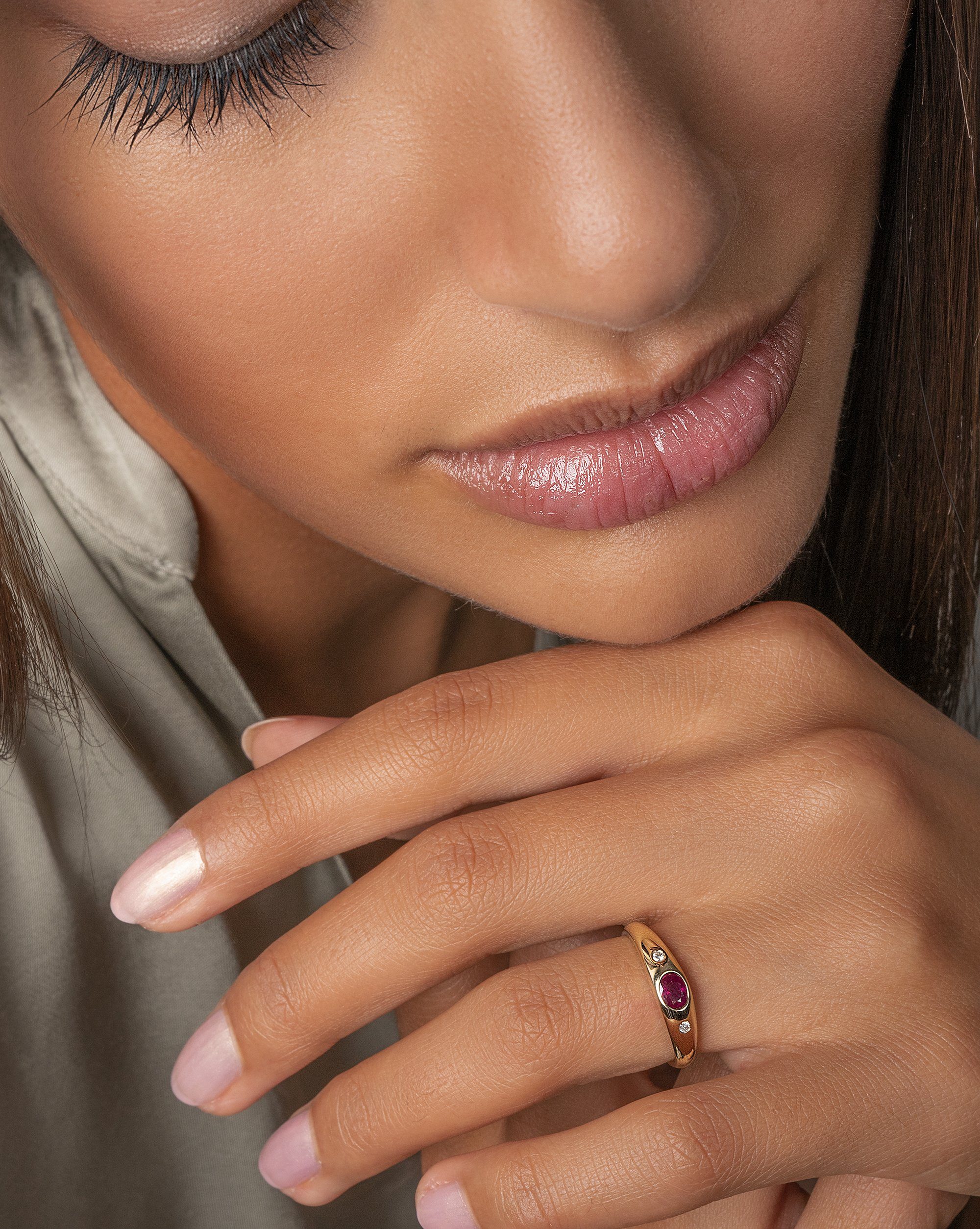 Diamantring Damen Diamant aus ELEMENT Ring Rubin Brillant ct Gold 585 ONE Gelbgold, Schmuck 0,03