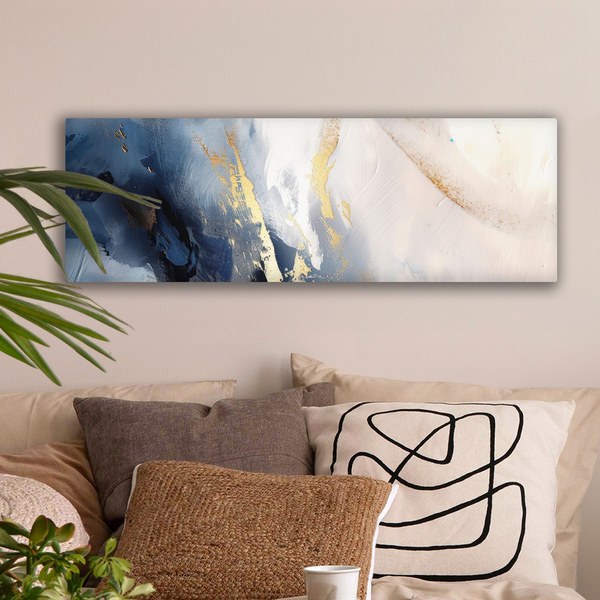 OneMillionCanvasses® Leinwandbild Panorama Blau - Modern - Marmor - Abstrak günstig online kaufen