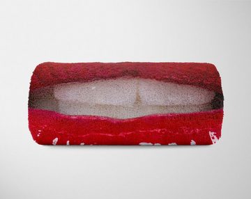 Sinus Art Handtücher Handtuch Strandhandtuch Saunatuch Kuscheldecke mit Fotomotiv Lippen Sexy roter, Baumwolle-Polyester-Mix (1-St), Handtuch