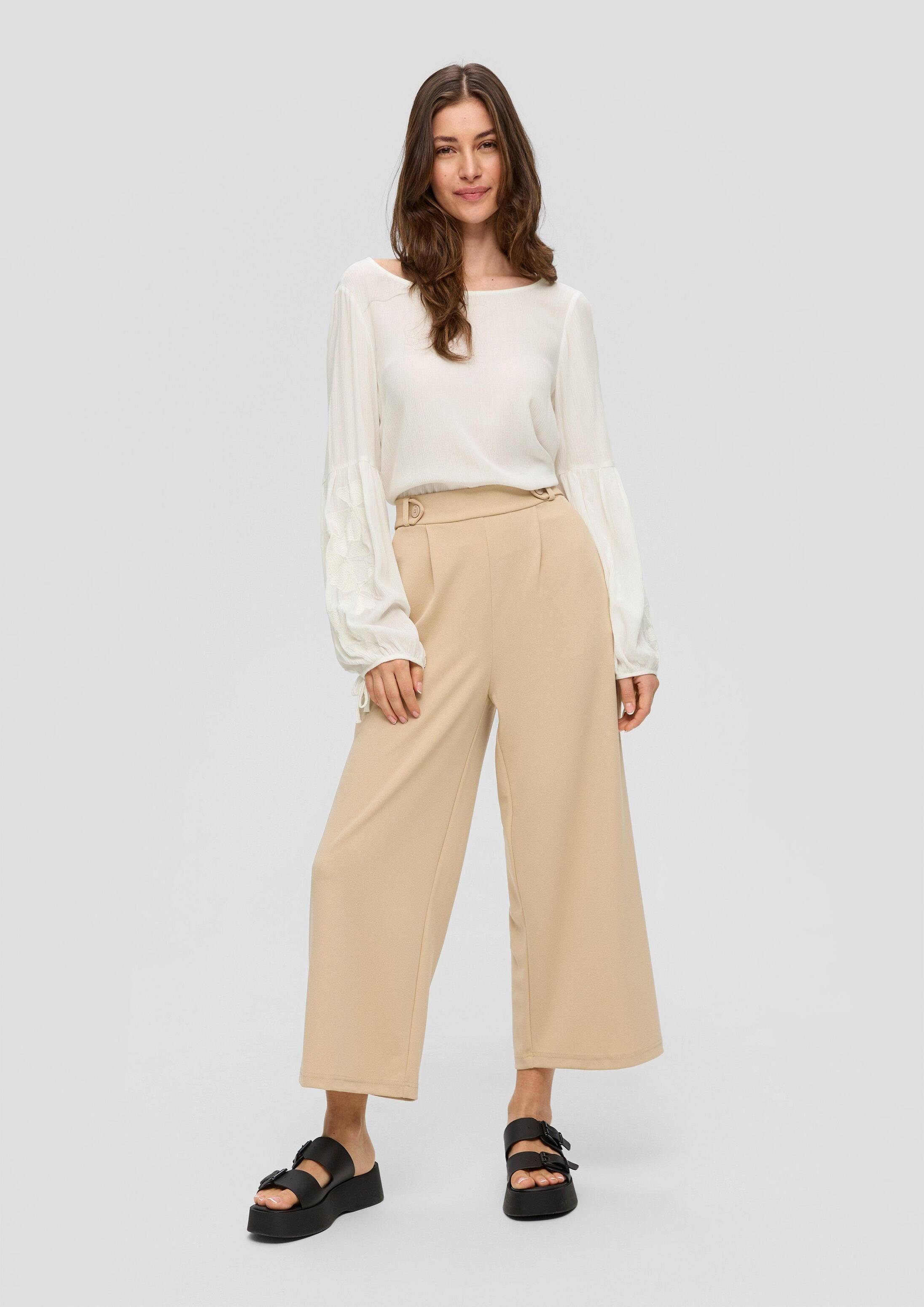 QS Langarmbluse Bluse Viskose-Bluse mit Crêpestruktur