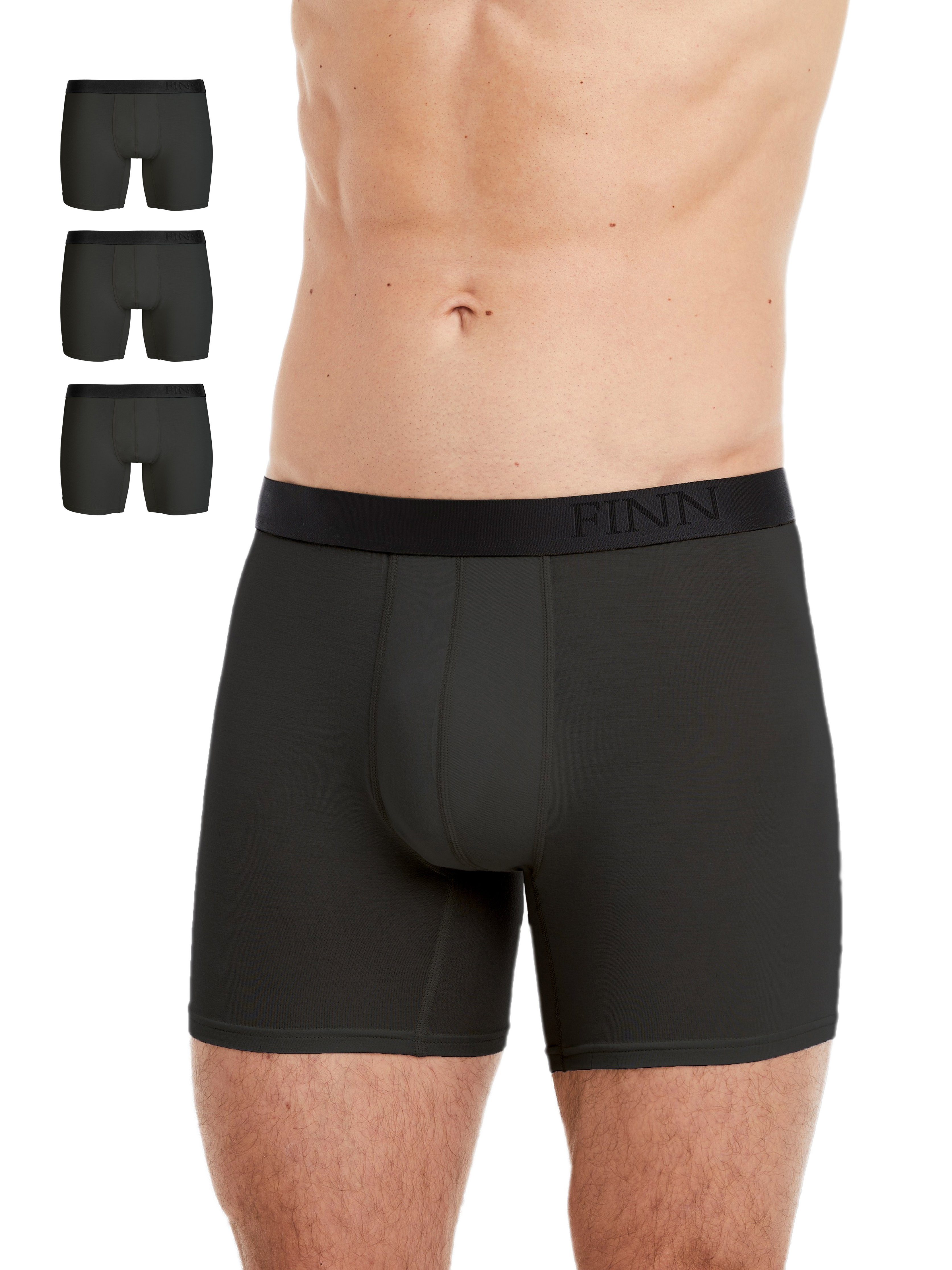FINN Design Boxershorts 3er Pack Boxershorts Herren feiner Micro-Modal Stoff, extra weicher Bund mit Prägung Grau