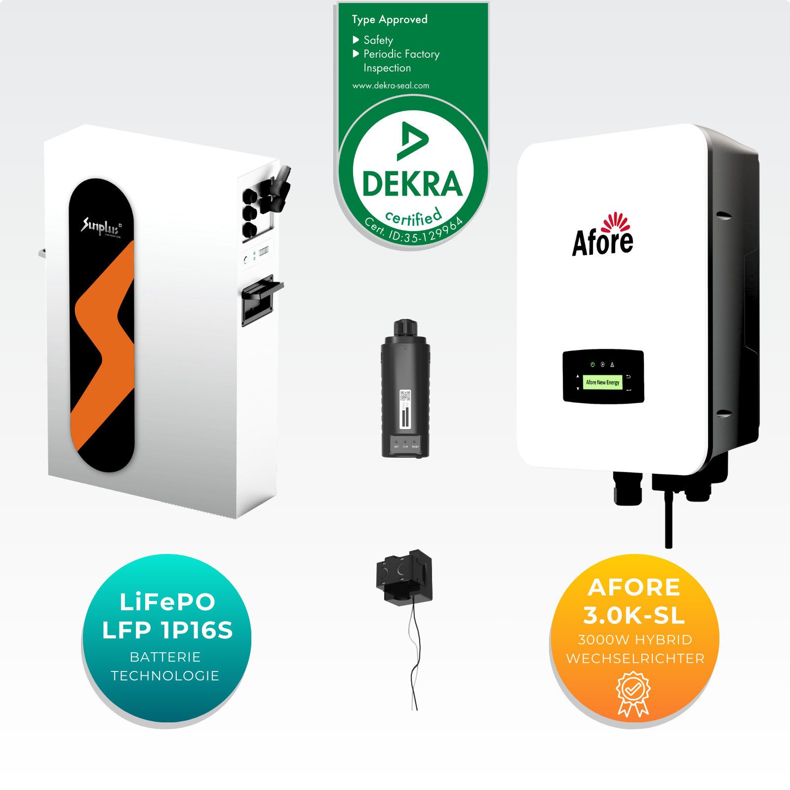 smartEC Wechselrichter Strom-Speicher 5kWh Low Voltage, Hybrid Wechselrichter 3KW, LFP-Batteriezellen ungedrosselte Speichernutzung Notstromfähig