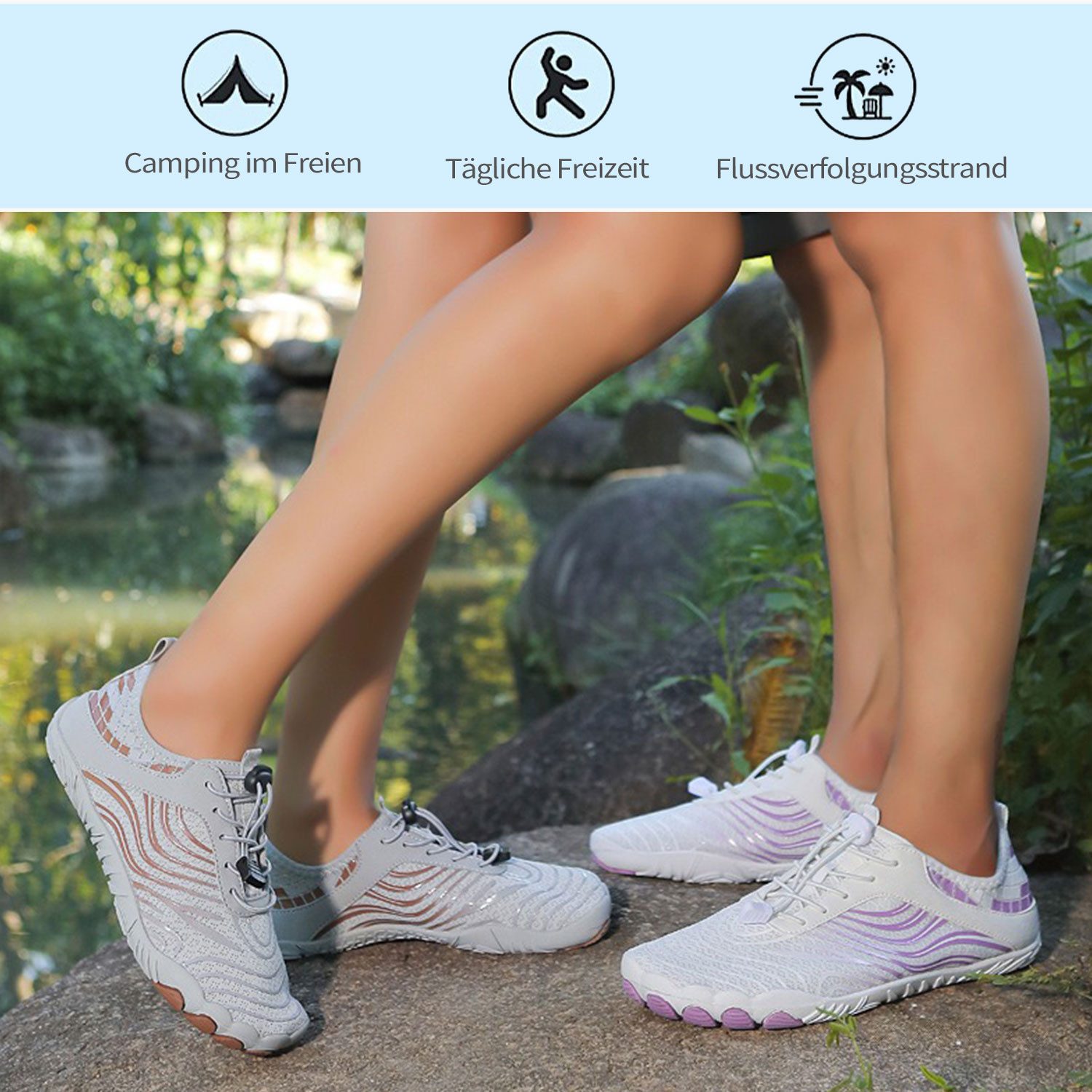 Refttenw Outdoor Barfußschuhe Schnell Trocknend Strandschuhe für Wassersport Wasserschuh Leicht, Atmungsaktiv, Rutschfest, Komfortabel, Weich