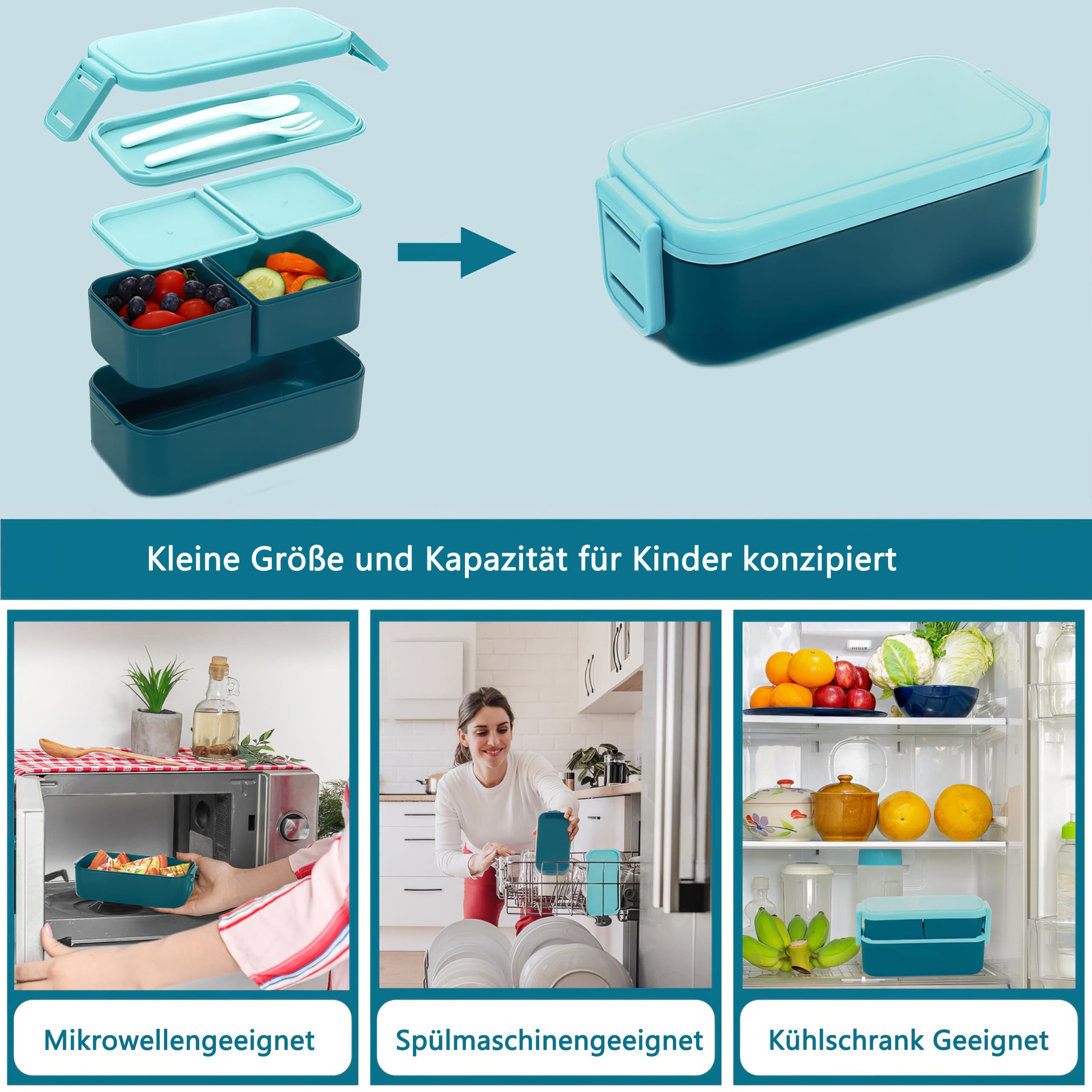 Coonoor Lunchbox Brotdose Kunstoff Lunchbox, Schnapverschluss, 1200ml Auslaufsichere Stapelbare Bento Box für Kinder & Erwachsene